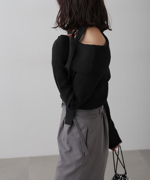 コカ coca オフショルダーニットトップス （Black