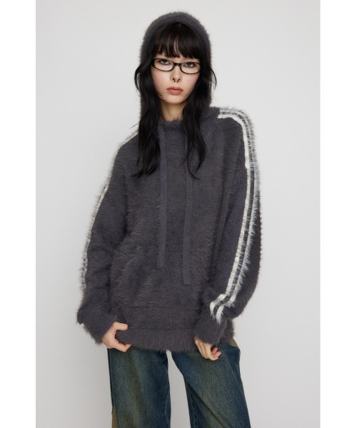 LAGUA GEM(ラグアジェム)の「SIDE LINE HOODIE ニット(ニット/セーター・レディース・チャコールグレー/ブラック/ライトグレー・FREE)」の10枚目の写真