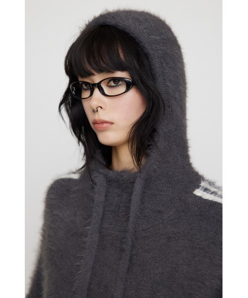 LAGUA GEM(ラグアジェム)の「SIDE LINE HOODIE ニット(ニット/セーター・レディース・チャコールグレー/ブラック/ライトグレー・FREE)」の14枚目の写真