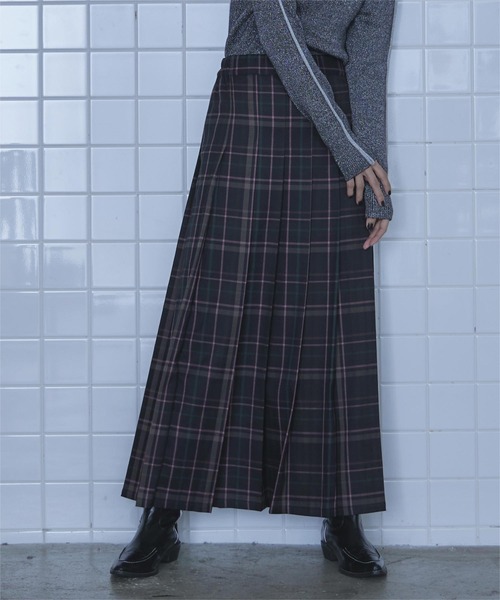 miette(ミエット)の「チェックプリーツロングスカート(スカート・レディース・ネイビー/ブラック・FREE)」の1枚目の写真