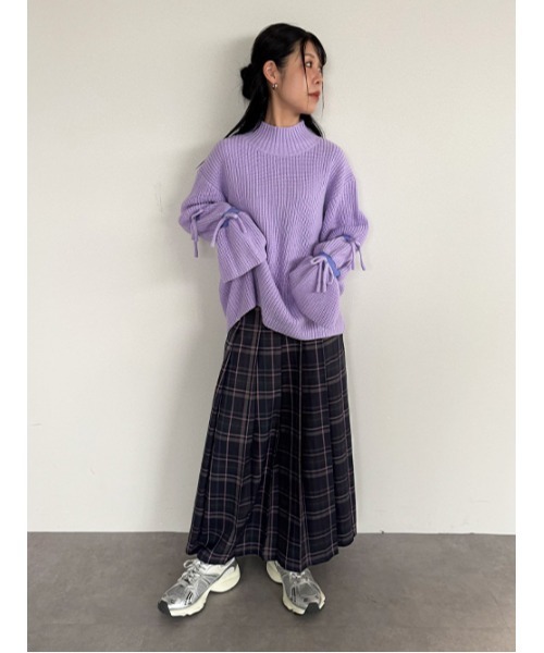 miette(ミエット)の「チェックプリーツロングスカート(スカート・レディース・ネイビー/ブラック・FREE)」の21枚目の写真
