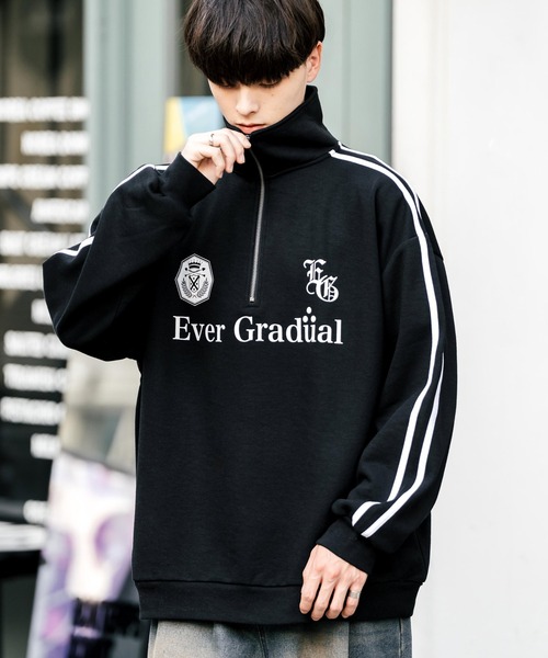 Rocky Monroe（ロッキーモンロー）の「オーバーサイズ裏起毛ハーフジップサイドラインスウェット（スウェット・メンズ・ブラック/杢グレー/ホワイト/ネイビー/チャコール・XL/L/M）」の6枚目の写真