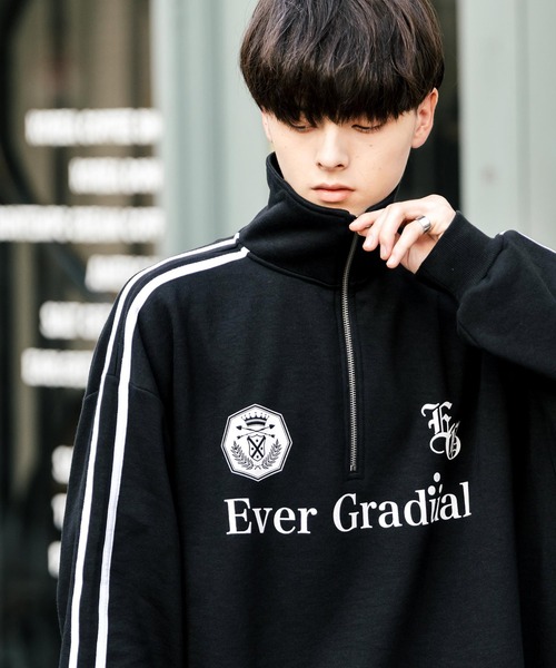 Rocky Monroe（ロッキーモンロー）の「オーバーサイズ裏起毛ハーフジップサイドラインスウェット（スウェット・メンズ・ブラック/杢グレー/ホワイト/ネイビー/チャコール・XL/L/M）」の8枚目の写真