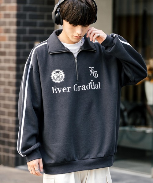 Rocky Monroe（ロッキーモンロー）の「オーバーサイズ裏起毛ハーフジップサイドラインスウェット（スウェット・メンズ・ブラック/杢グレー/ホワイト/ネイビー/チャコール・XL/L/M）」の15枚目の写真