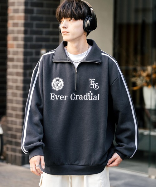 Rocky Monroe（ロッキーモンロー）の「オーバーサイズ裏起毛ハーフジップサイドラインスウェット（スウェット・メンズ・ブラック/杢グレー/ホワイト/ネイビー/チャコール・XL/L/M）」の16枚目の写真