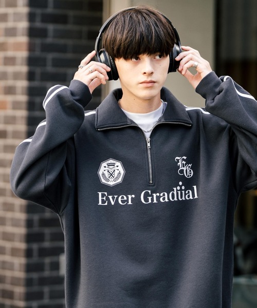 Rocky Monroe（ロッキーモンロー）の「オーバーサイズ裏起毛ハーフジップサイドラインスウェット（スウェット・メンズ・ブラック/杢グレー/ホワイト/ネイビー/チャコール・XL/L/M）」の17枚目の写真