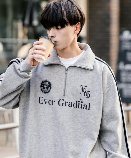 Rocky Monroe（ロッキーモンロー）の「オーバーサイズ裏起毛ハーフジップサイドラインスウェット（スウェット・メンズ・ブラック/杢グレー/ホワイト/ネイビー/チャコール・XL/L/M）」の12枚目の写真