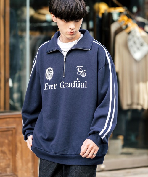 Rocky Monroe（ロッキーモンロー）の「オーバーサイズ裏起毛ハーフジップサイドラインスウェット（スウェット・メンズ・ブラック/杢グレー/ホワイト/ネイビー/チャコール・XL/L/M）」の21枚目の写真