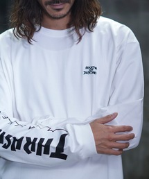 THRASHERSKATE AND DESTROY emb L/S T-SHIRTS/スラッシャーリラックスシルエットブランドロゴスリーブプリント長袖Tシャツ