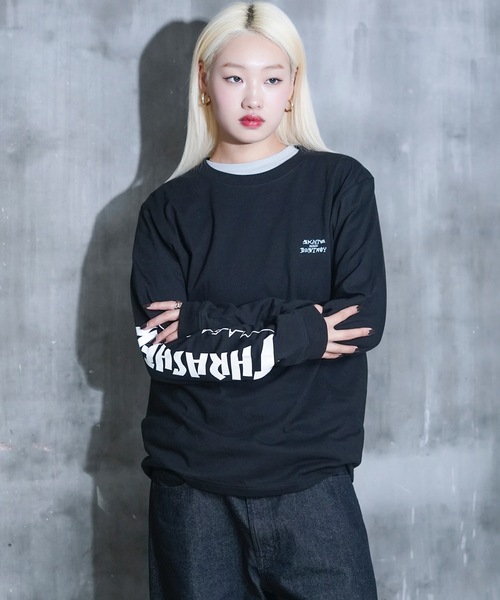 THRASHER(スラッシャー)の「THRASHERSKATE AND DESTROY emb L/S T-SHIRTS/スラッシャーリラックスシルエットブランドロゴスリーブプリント長袖Tシャツ(Tシャツ/カットソー・メンズ・ブラック/ホワイト・LARGE/MEDIUM/XX-LARGE/X-LARGE)」の14枚目の写真