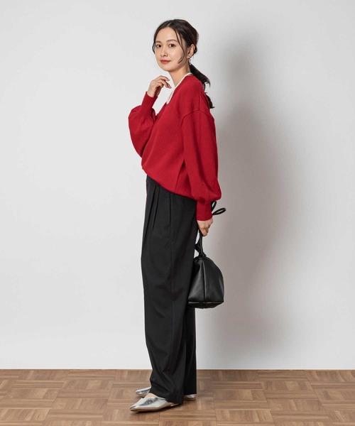 Right-on（ライトオン）の「【HONEYSUCKLE ROSE】ワイドストレートパンツ（その他パンツ・レディース・ブラウン/ダークグレー/ベージュ・XL/L/M）」の4枚目の写真