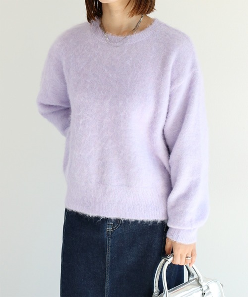 cepo（セポ）の「ウールブレンドクルーネックニット（ニット/セーター・レディース・ピンク/パープル/イエロー/オフホワイト/グリーン・M）」の4枚目の写真