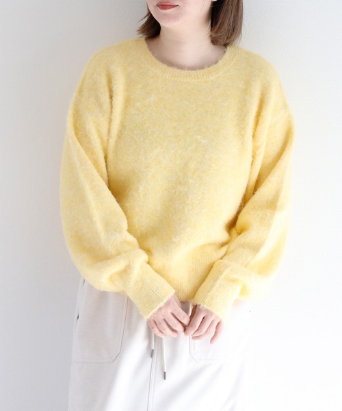 cepo（セポ）の「ウールブレンドクルーネックニット（ニット/セーター・レディース・ピンク/パープル/イエロー/オフホワイト/グリーン・M）」の5枚目の写真