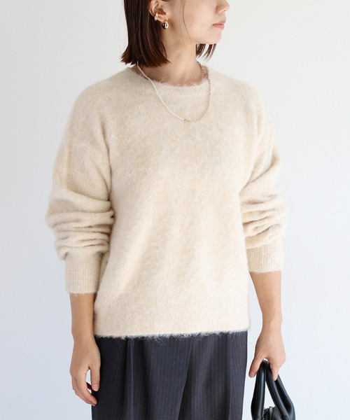 cepo（セポ）の「ウールブレンドクルーネックニット（ニット/セーター・レディース・ピンク/パープル/イエロー/オフホワイト/グリーン・M）」の20枚目の写真