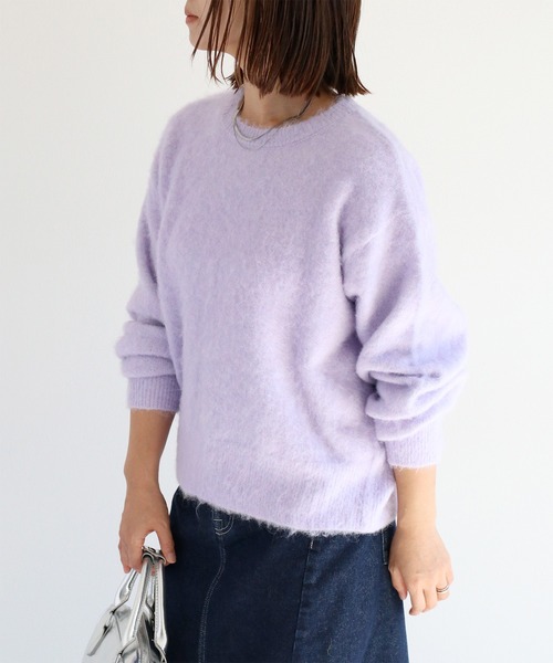 cepo（セポ）の「ウールブレンドクルーネックニット（ニット/セーター・レディース・ピンク/パープル/イエロー/オフホワイト/グリーン・M）」の9枚目の写真