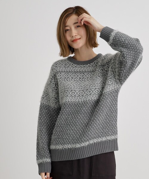 grove(グローブ)の「◆ノルディックニット(ニット/セーター・レディース・ブルー/オフホワイト/ダークグレー・02/03/01)」の9枚目の写真