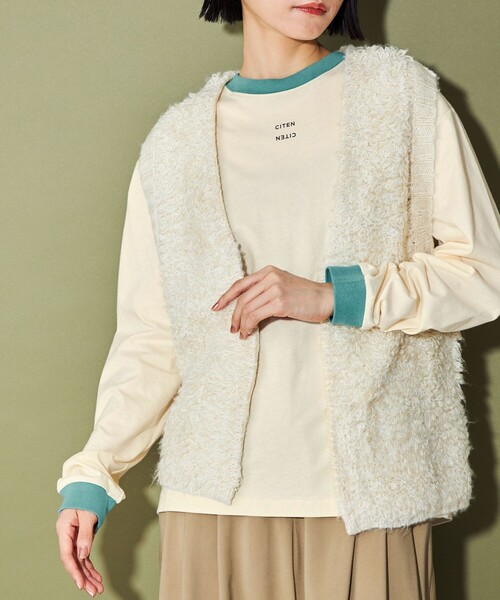 CITEN（シテン）の「＜CITEN＞ロゴリンガーロンT（Tシャツ/カットソー・レディース・ホワイト/ダークグレー/オフホワイト・FREE）」の1枚目の写真