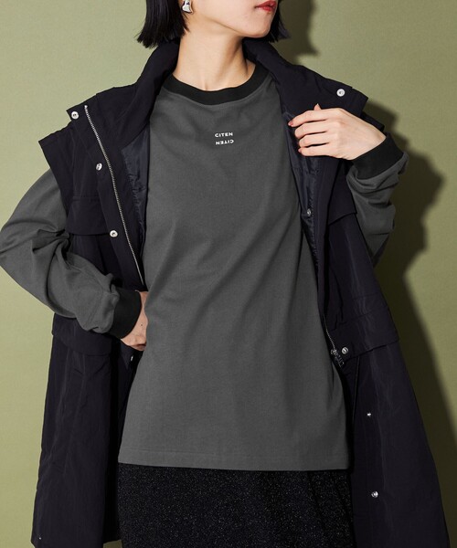CITEN（シテン）の「＜CITEN＞ロゴリンガーロンT（Tシャツ/カットソー・レディース・ホワイト/ダークグレー/オフホワイト・FREE）」の3枚目の写真