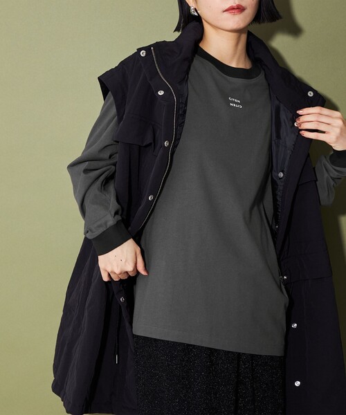 CITEN（シテン）の「＜CITEN＞ロゴリンガーロンT（Tシャツ/カットソー・レディース・ホワイト/ダークグレー/オフホワイト・FREE）」の9枚目の写真