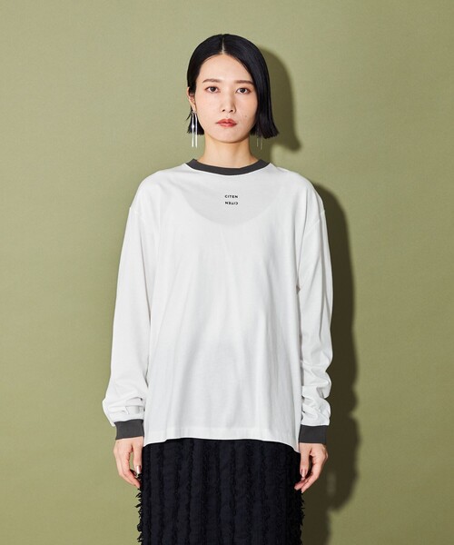CITEN（シテン）の「＜CITEN＞ロゴリンガーロンT（Tシャツ/カットソー・レディース・ホワイト/ダークグレー/オフホワイト・FREE）」の12枚目の写真