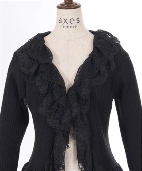 axes femme（アクシーズファム）の「レースフリルニットボレロ（カーディガン/ボレロ・レディース・ブラック/ホワイト/ピンク・FREE）」の8枚目の写真