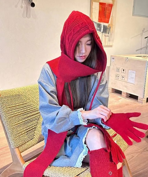 Chiina/ニットフードマフラー（マフラー）｜Chiina（チーナ）の