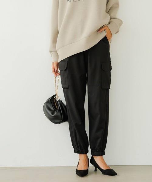 BAYFLOW（ベイフロー）の「[冬もあったか]裏起毛ドロストカーゴパンツ（カーゴパンツ・レディース・カーキ/グレイッシュベージュ/ブラック・MEDIUM/SMALL）」の4枚目の写真