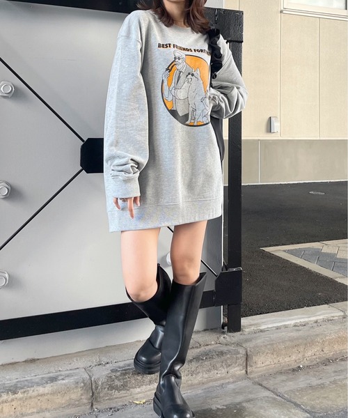 MODISH GAZE(モディシュガゼ)の「【MODISH GAZE】BEST FRIENDS FOREVERサークルプリント裏毛トレーナー(スウェット・メンズ・グレー系その他・LARGE)」の6枚目の写真