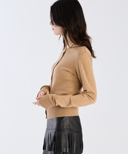 agnes b.(アニエスベー)の「【Outlet】ウール ジャージー フィンガーレス カーディガンプレッション(カーディガン/ボレロ・レディース・ブラウン系その他・3/1/2)」の3枚目の写真