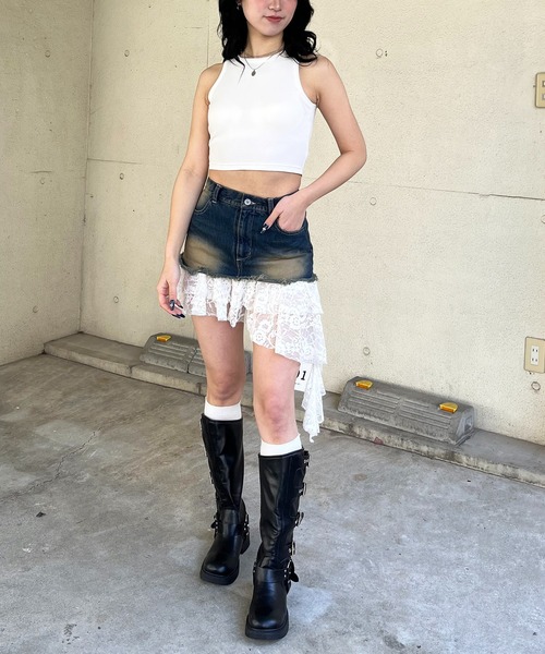 SPIRALGIRL（スパイラルガール）の「アシメタンク（タンクトップ・レディース・ホワイト/ブルー/ブラック/グレー・FREE）」の10枚目の写真