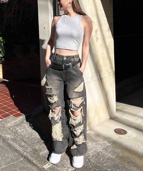 SPIRALGIRL（スパイラルガール）の「アシメタンク（タンクトップ・レディース・ホワイト/ブルー/ブラック/グレー・FREE）」の11枚目の写真