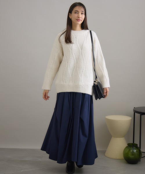 KATHARINE ROSS(キャサリンロス)の「【KATHARINE ROSS】リーフ柄ニットチュニック(ニット/セーター・レディース・アイボリー/ダークグレー・MEDIUM)」の12枚目の写真