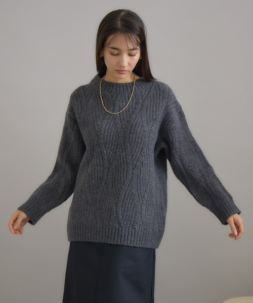 KATHARINE ROSS(キャサリンロス)の「【KATHARINE ROSS】リーフ柄ニットチュニック(ニット/セーター・レディース・アイボリー/ダークグレー・MEDIUM)」の6枚目の写真