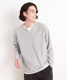 バスケット編みキーネックTシャツ