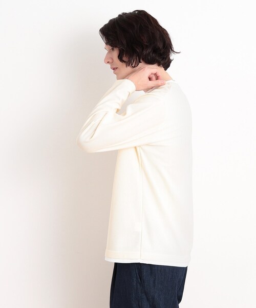 THE SHOP TK （ザ ショップ ティーケー ）の「バスケット編みキーネックTシャツ（Tシャツ/カットソー・メンズ・アイボリー/ブルー/スミクロ/ライトグレー・04/03/02）」の8枚目の写真