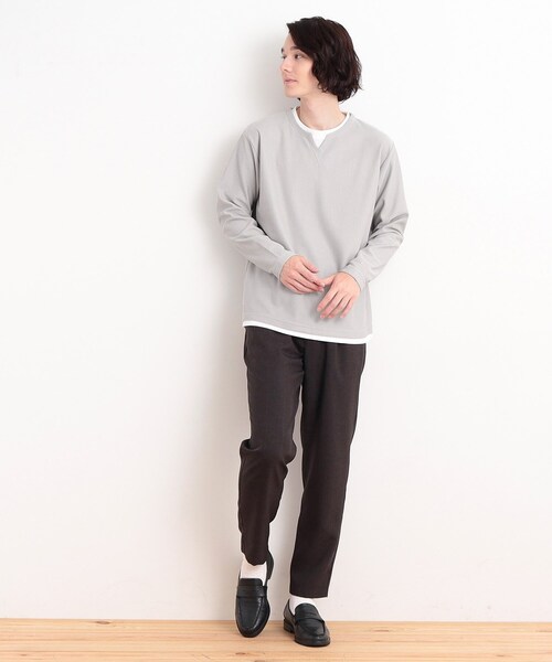 THE SHOP TK （ザ ショップ ティーケー ）の「バスケット編みキーネックTシャツ（Tシャツ/カットソー・メンズ・アイボリー/ブルー/スミクロ/ライトグレー・04/03/02）」の14枚目の写真