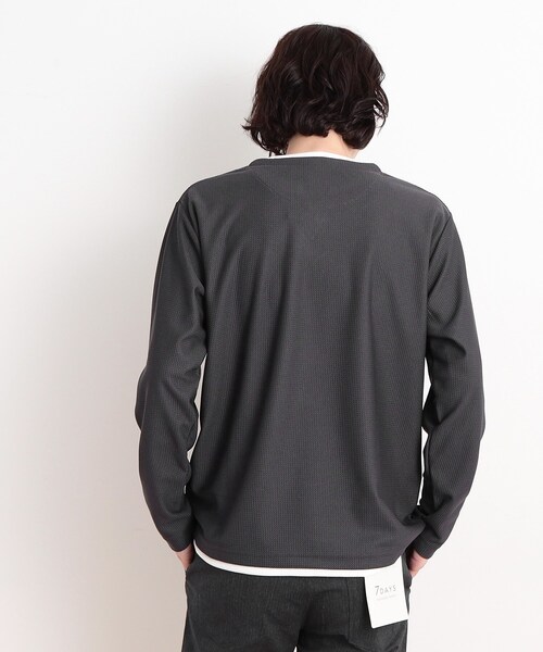 THE SHOP TK （ザ ショップ ティーケー ）の「バスケット編みキーネックTシャツ（Tシャツ/カットソー・メンズ・アイボリー/ブルー/スミクロ/ライトグレー・04/03/02）」の16枚目の写真