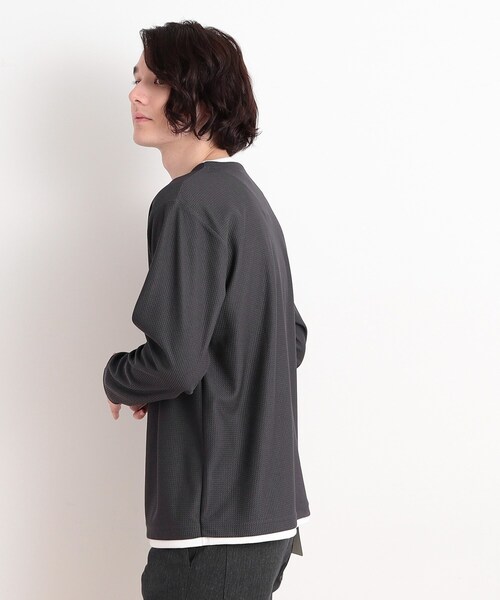 THE SHOP TK （ザ ショップ ティーケー ）の「バスケット編みキーネックTシャツ（Tシャツ/カットソー・メンズ・アイボリー/ブルー/スミクロ/ライトグレー・04/03/02）」の17枚目の写真