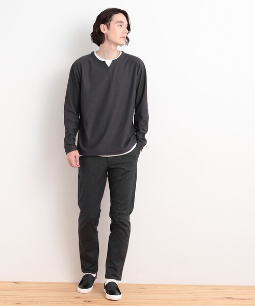 THE SHOP TK （ザ ショップ ティーケー ）の「バスケット編みキーネックTシャツ（Tシャツ/カットソー・メンズ・アイボリー/ブルー/スミクロ/ライトグレー・04/03/02）」の18枚目の写真