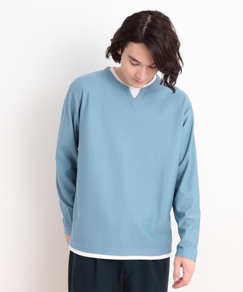 THE SHOP TK （ザ ショップ ティーケー ）の「バスケット編みキーネックTシャツ（Tシャツ/カットソー・メンズ・アイボリー/ブルー/スミクロ/ライトグレー・04/03/02）」の20枚目の写真