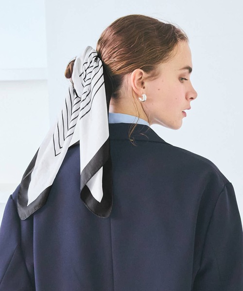 coca（coca）（コカ）の「とろみスカーフ（バンダナ/スカーフ・レディース・ブラック/アイボリー・ONE SIZE）」の7枚目の写真