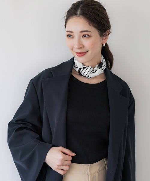 coca（coca）（コカ）の「とろみスカーフ（バンダナ/スカーフ・レディース・ブラック/アイボリー・ONE SIZE）」の13枚目の写真