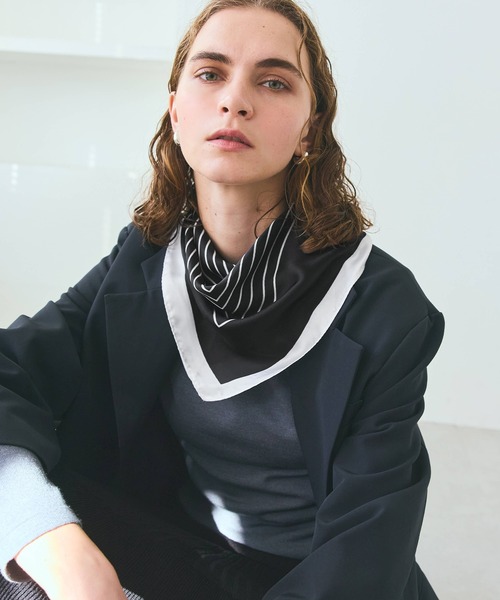 coca（coca）（コカ）の「とろみスカーフ（バンダナ/スカーフ・レディース・ブラック/アイボリー・ONE SIZE）」の19枚目の写真