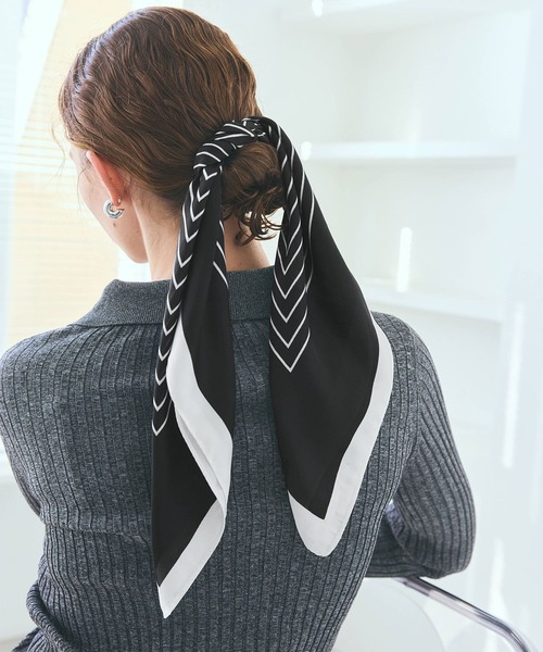 coca（coca）（コカ）の「とろみスカーフ（バンダナ/スカーフ・レディース・ブラック/アイボリー・ONE SIZE）」の22枚目の写真