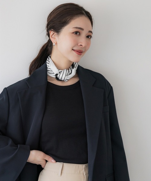 coca（coca）（コカ）の「とろみスカーフ（バンダナ/スカーフ・レディース・ブラック/アイボリー・ONE SIZE）」の14枚目の写真