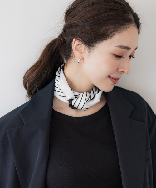 coca（coca）（コカ）の「とろみスカーフ（バンダナ/スカーフ・レディース・ブラック/アイボリー・ONE SIZE）」の12枚目の写真