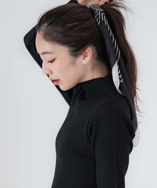 coca（coca）（コカ）の「とろみスカーフ（バンダナ/スカーフ・レディース・ブラック/アイボリー・ONE SIZE）」の16枚目の写真