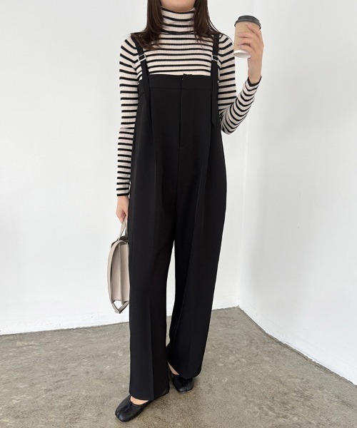 Doux Belle（ドゥーベル）の「Iラインシルエットハイウエストサロペット（サロペット/オーバーオール・レディース・ライトベージュ/グレー/ブラック・MEDIUM）」の2枚目の写真