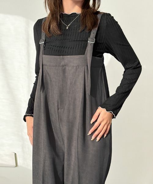 Doux Belle（ドゥーベル）の「Iラインシルエットハイウエストサロペット（サロペット/オーバーオール・レディース・ライトベージュ/グレー/ブラック・MEDIUM）」の15枚目の写真