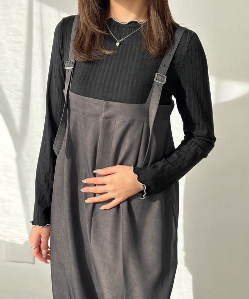 Doux Belle（ドゥーベル）の「Iラインシルエットハイウエストサロペット（サロペット/オーバーオール・レディース・ライトベージュ/グレー/ブラック・MEDIUM）」の16枚目の写真